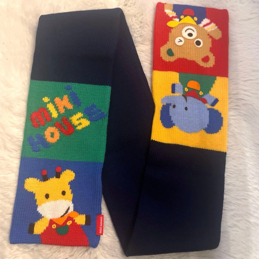 MIKIHOUSE可愛すぎるミキハウス 動物柄ニットマフラー ホリデーシリーズ