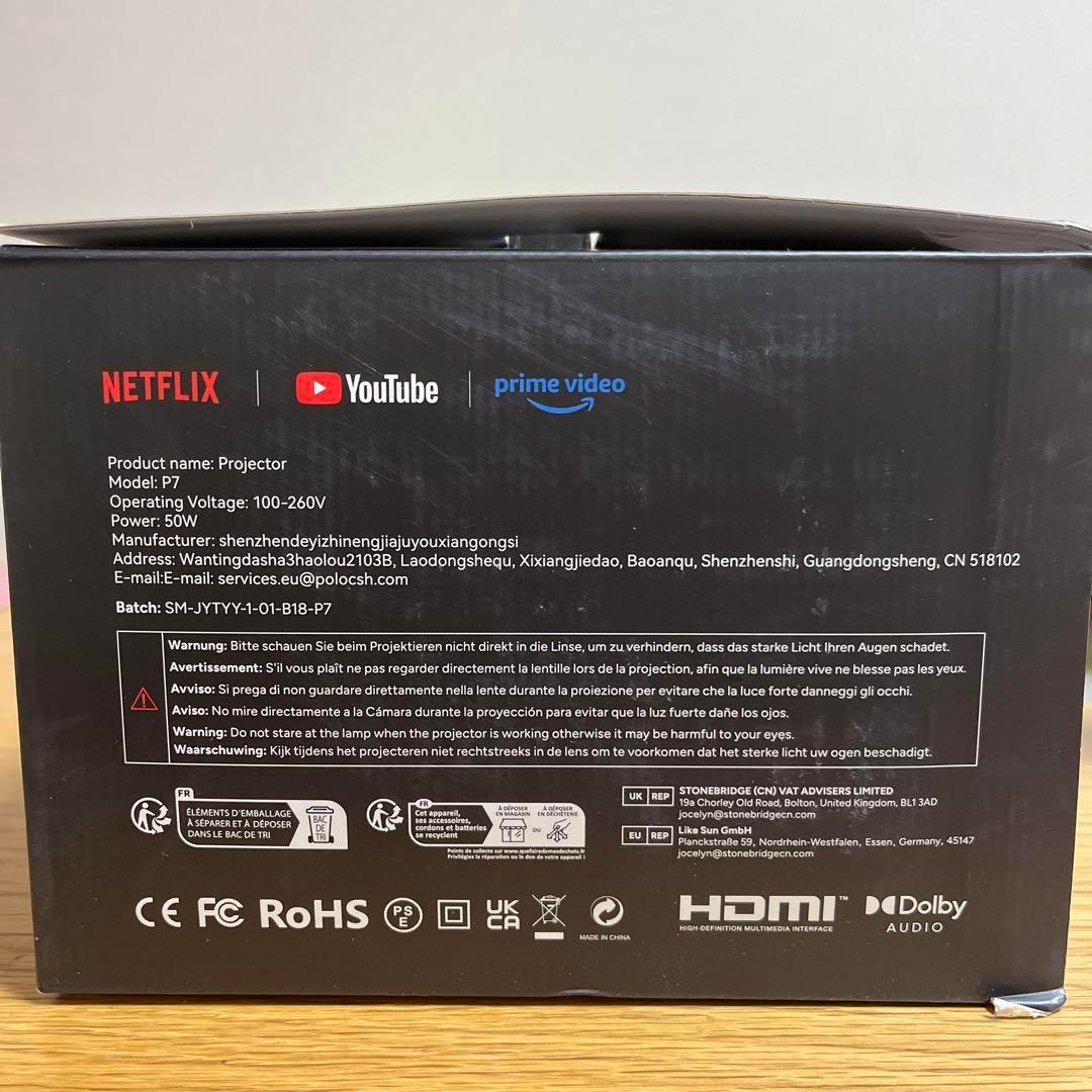 プロジェクター 小型 4K対応 スマホ 1080P 360°回転 Netflix