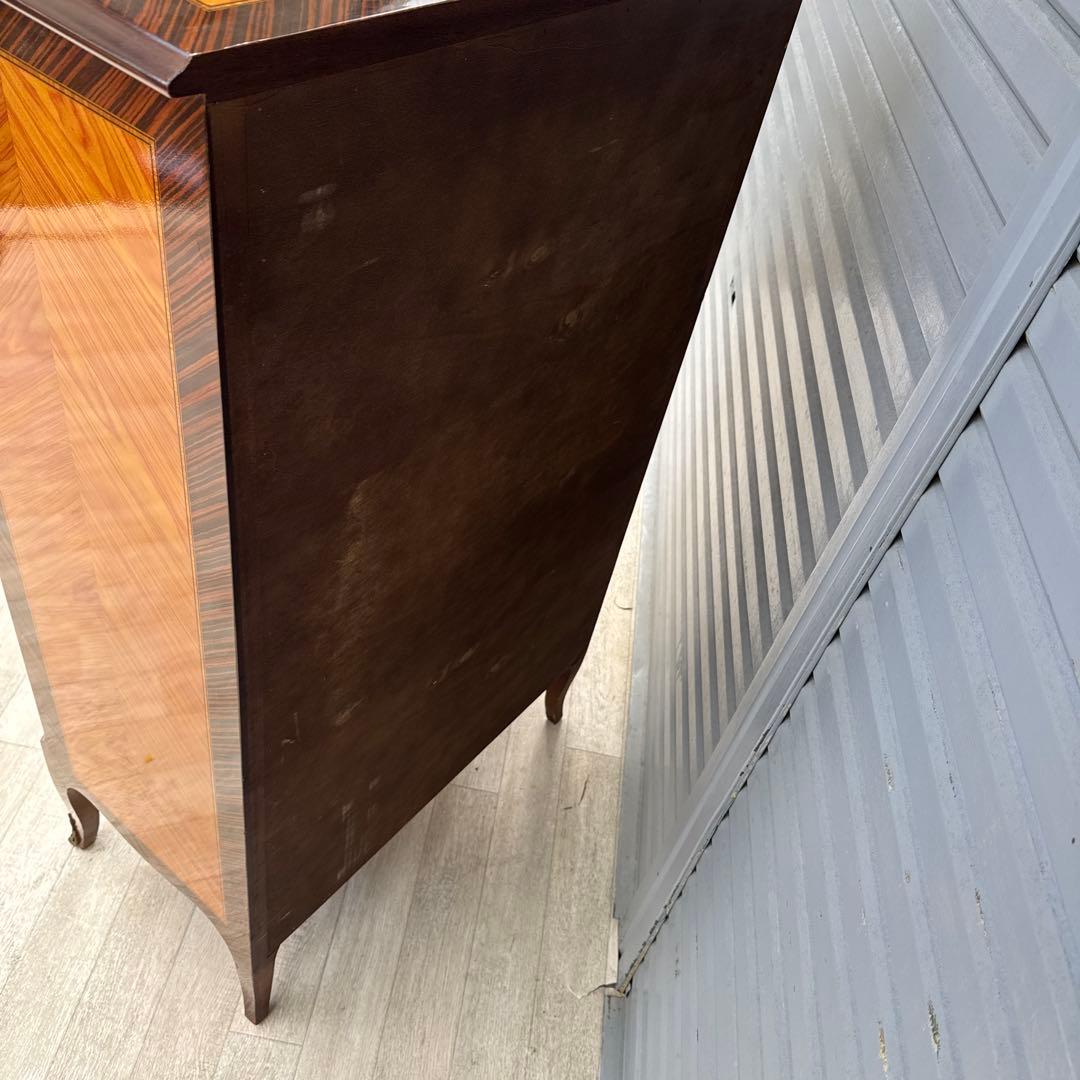 イタリア　7段　7杯　ハイチェスト　猫脚　象嵌細工