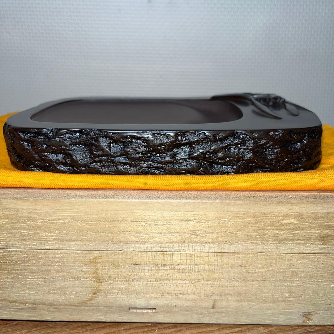⭕️赤間硯　蘭文研　伝統工芸士　下井唯石　新品美品　1.2kg超　共桐箱