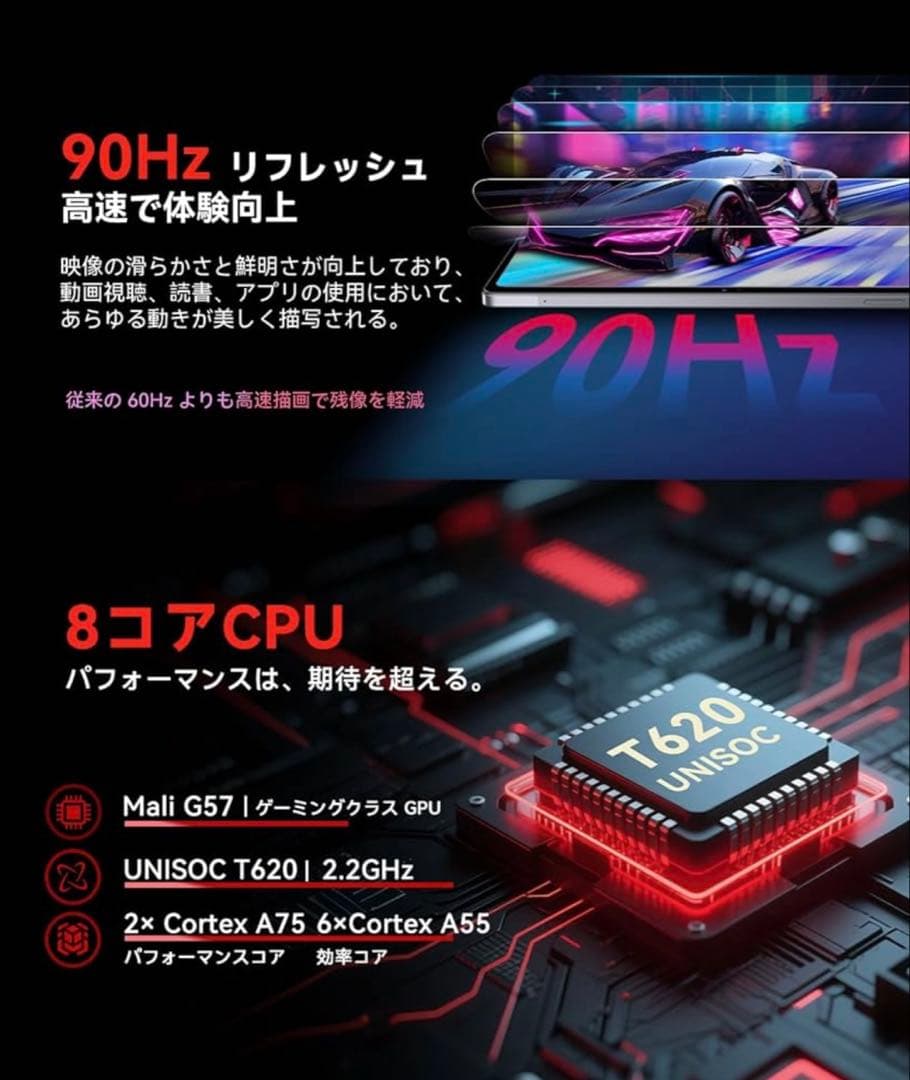 【Android15 タブレット】11インチ 18GB+128GB T7280