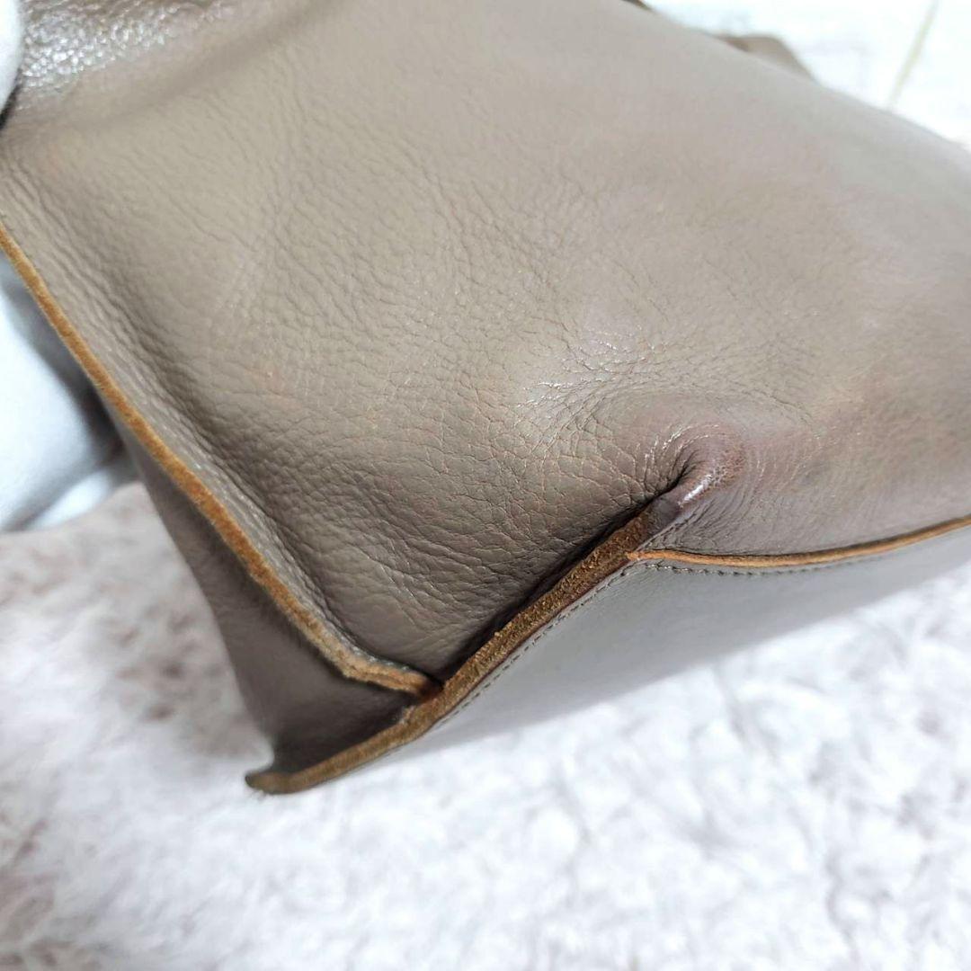 IL BISONTE イルビゾンテ レザー グレージュ レザー ハンドバッグ