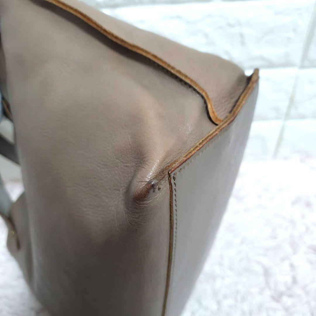 IL BISONTE イルビゾンテ レザー グレージュ レザー ハンドバッグ