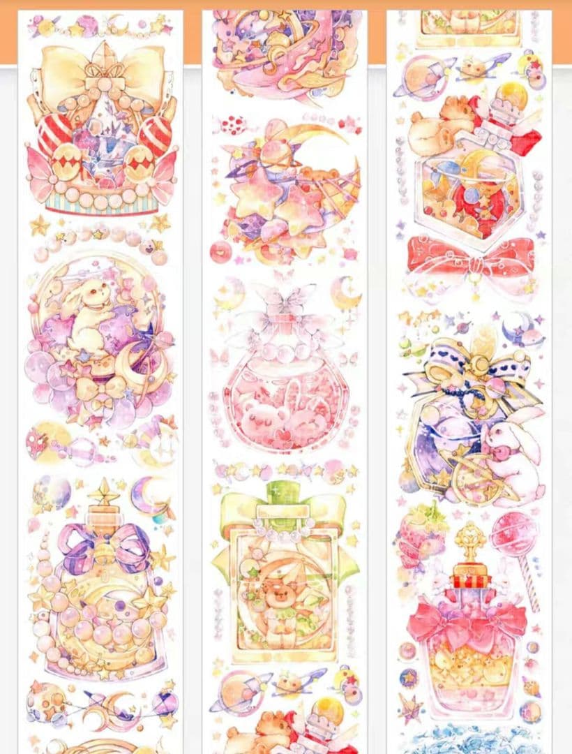 巻売 478★ 海外 マスキングテープ マステ PET 装飾 動物 兎 金ホロ