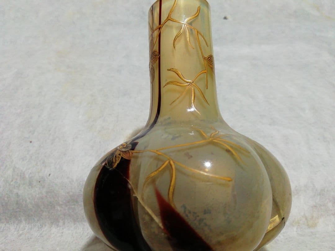 ♪時代ガラス一輪挿し キズ 高蒔絵