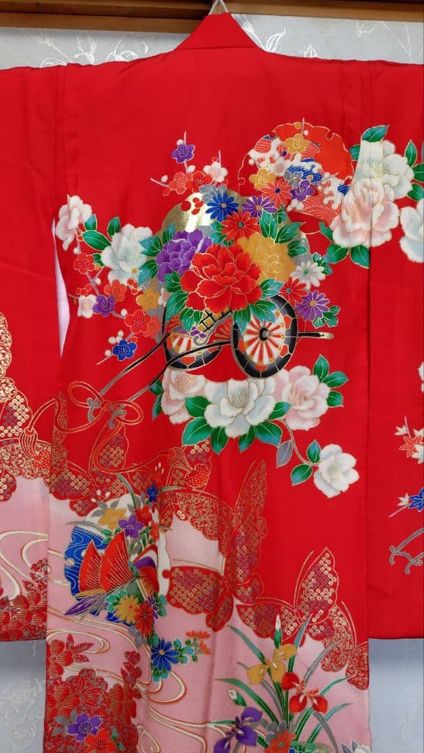 RK384アンティーク子供着物長襦袢付き着丈97センチ裄丈45センチ3歳用綺麗