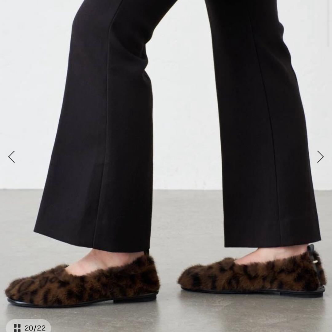 LE TALON GRISE ファーギャザーバレリーナ　レオパード24.5cm