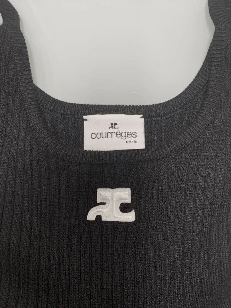 Courreges ブラック リブ キャミソール