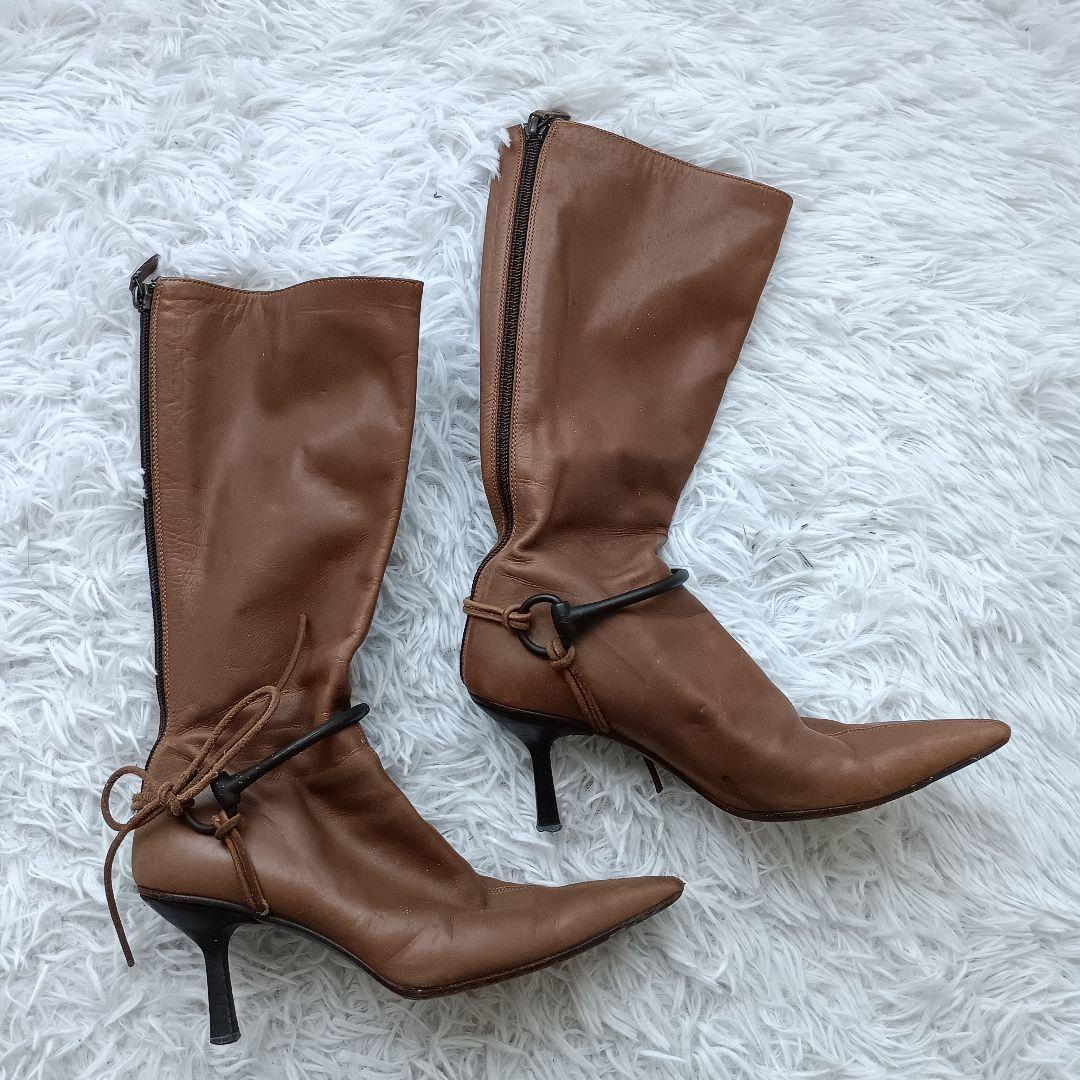 レア GUCCI グッチ ブーツ ポインテッドトゥ ヒール ミドル 51/2c