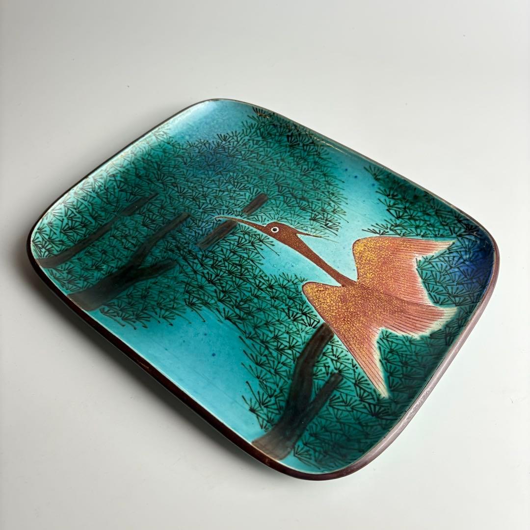 五十吉 色絵 丸皿 骨董 皿 飾皿 絵皿 アンティーク