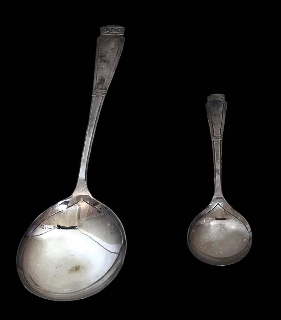 英国銀製品☆カトラリーセット スプーン6本＋サーバースプーン ホールマーク入