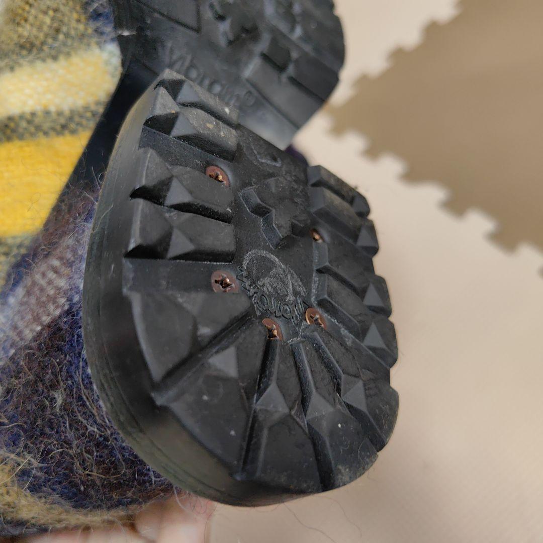 【数回着用】sacai ニット チェック ヒールブーツ〈定価97,900円〉37