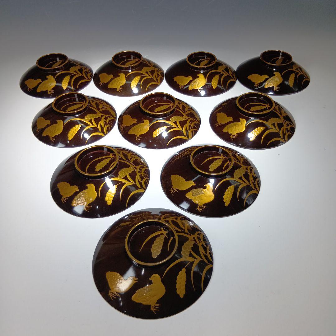 値下げ時代物　蒔絵吸物椀10客