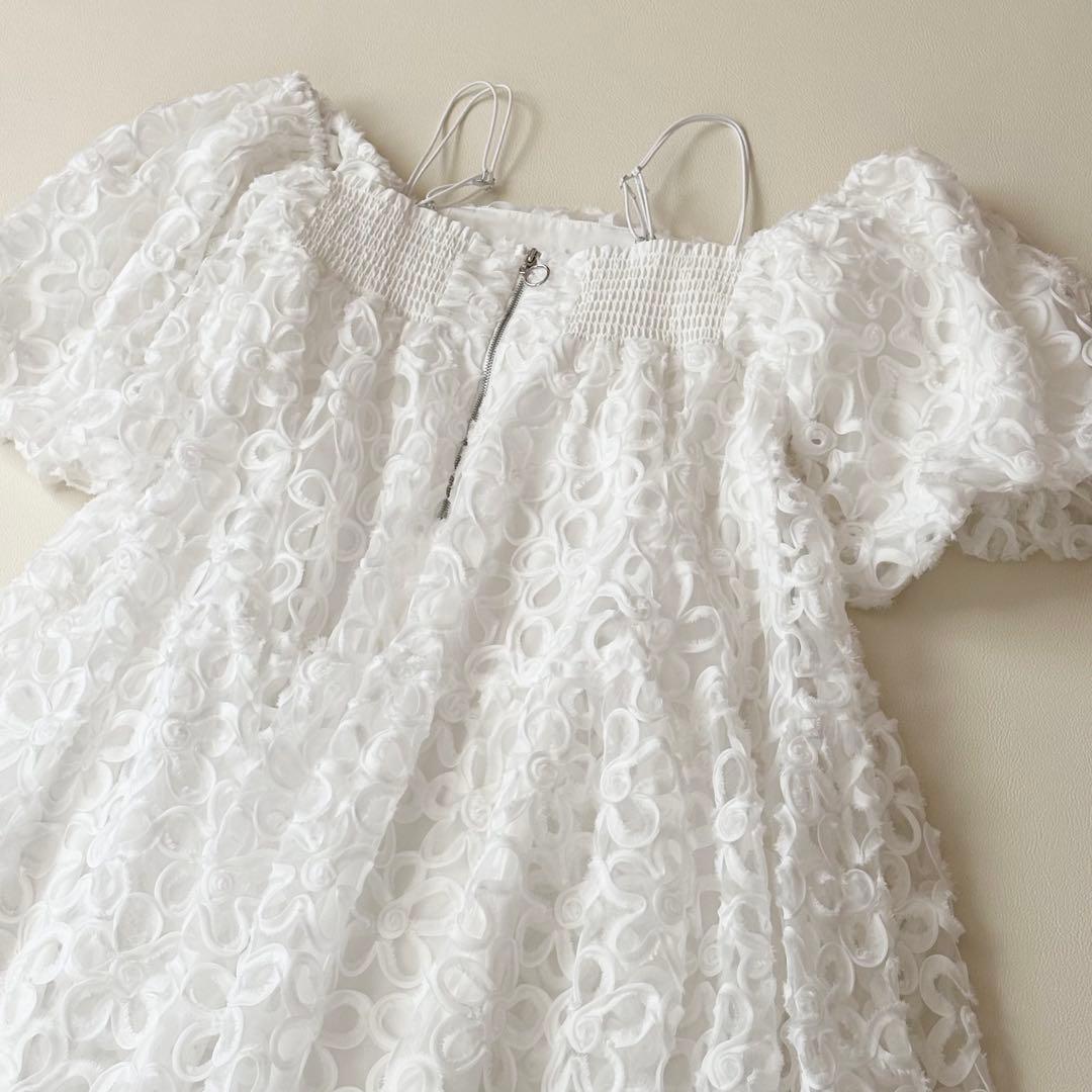 ✨美品✨POPPY フラワーパフスリーブ ティアードミニワンピース FREE