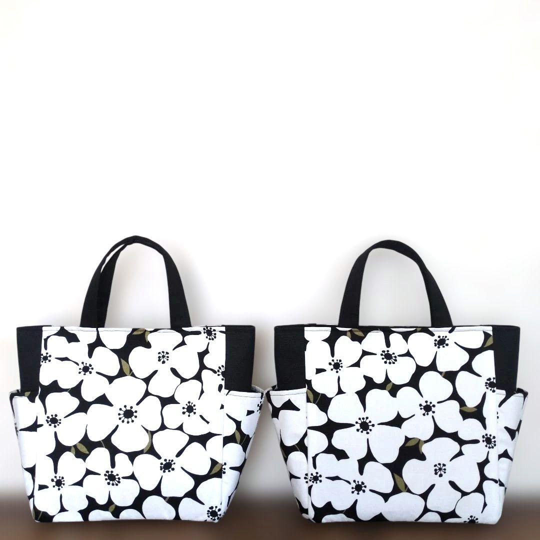 ハンドメイド　サイドポケット付き トートバッグ　花柄