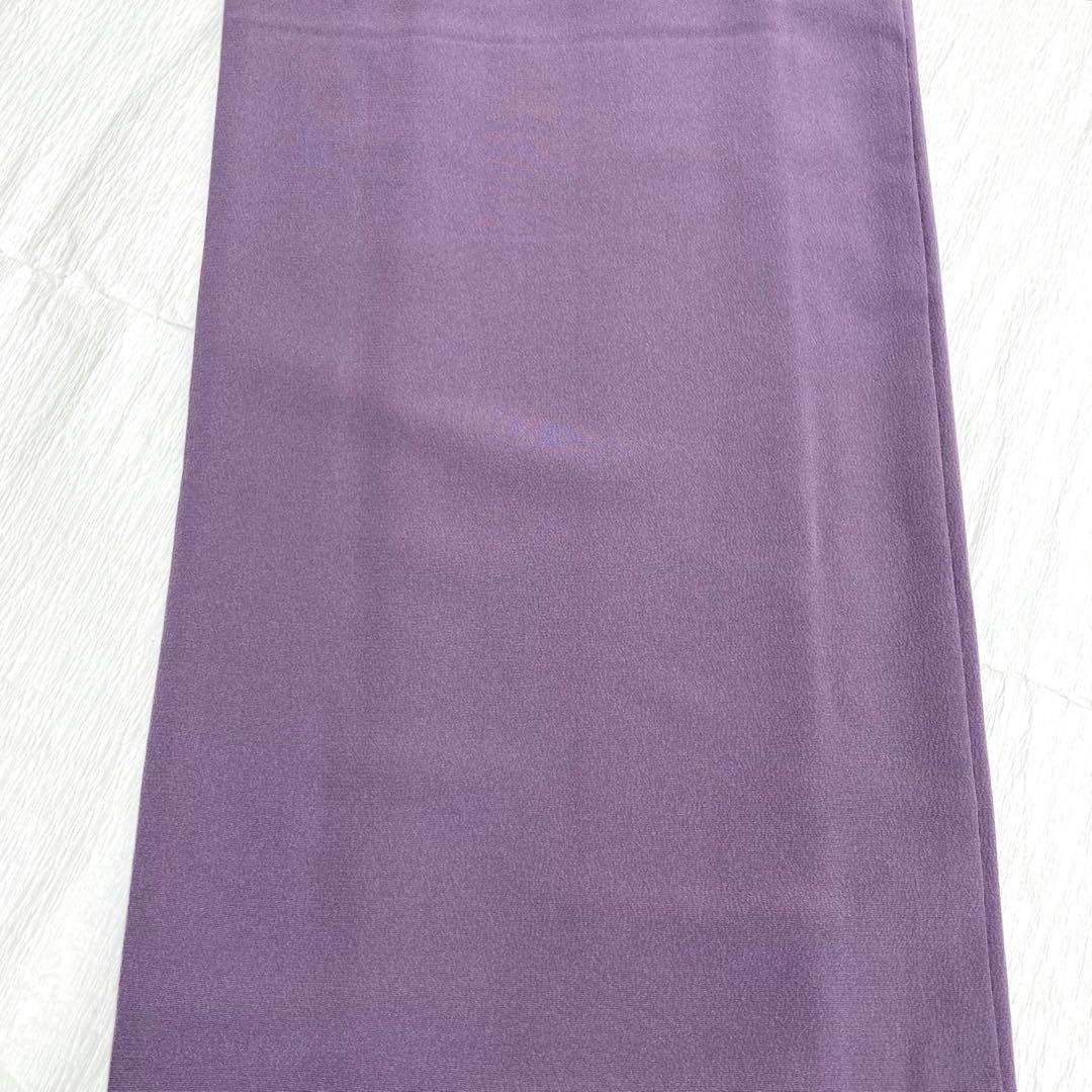 【良品✨】東レシルック　洗える着物　色無地　くすみの紫色　紋付　手縫い仕立てL4