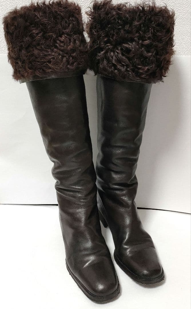 CHANEL　ロングブーツ　革靴　シャネル　ムートン 37
