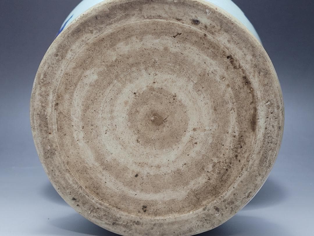 染付 龍神獣紋 球型 花瓶 明清時代 高さ約21.4cm