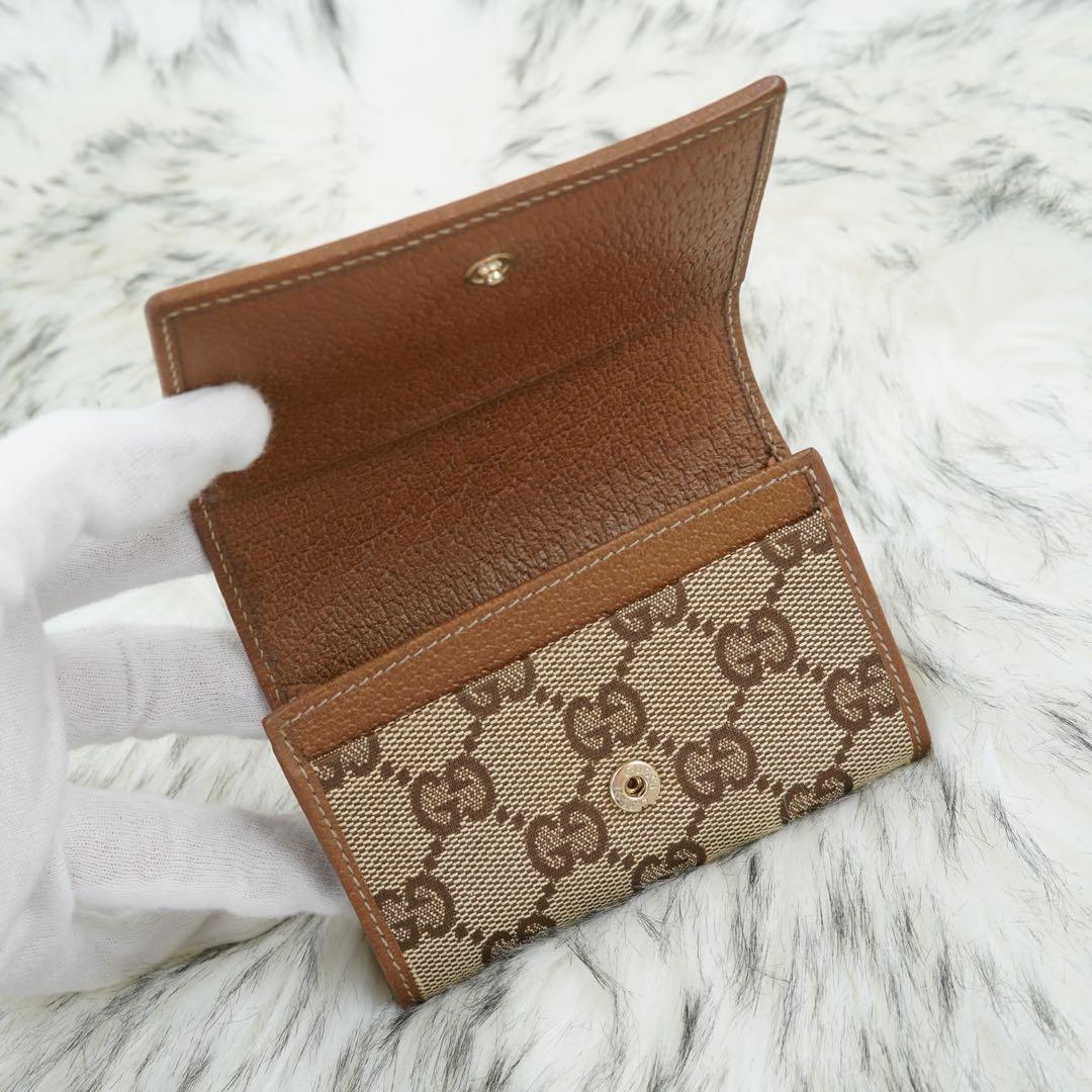 ほぼ未使用品　GUCCI グッチ　名刺入れ　カードケース　GG柄　シマライン