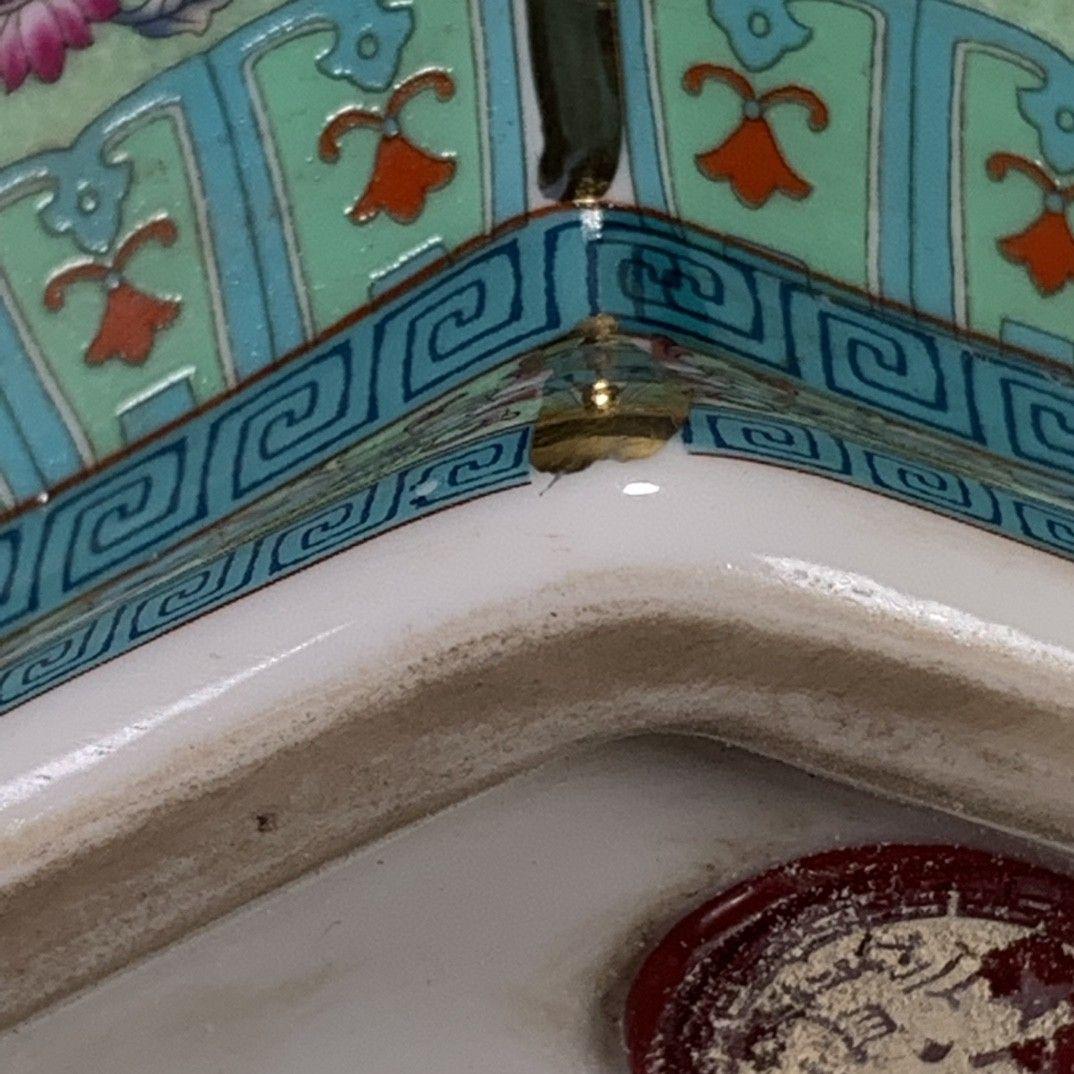 パステルとエナメル花動物六角花瓶 景徳鎮 陶磁器 装飾品 工芸品 美術品 置物