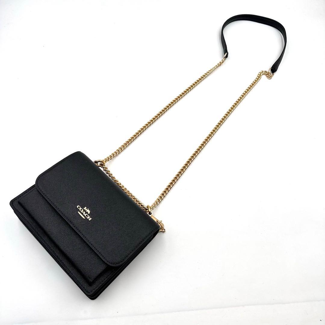 極美品✨COACH チェーン　ショルダーウォレット　ブラック　レザー　3way