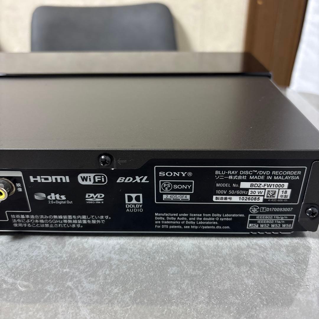 SONY BDZ-FW1000 ブルーレイレコーダー DVDレコーダー 2018