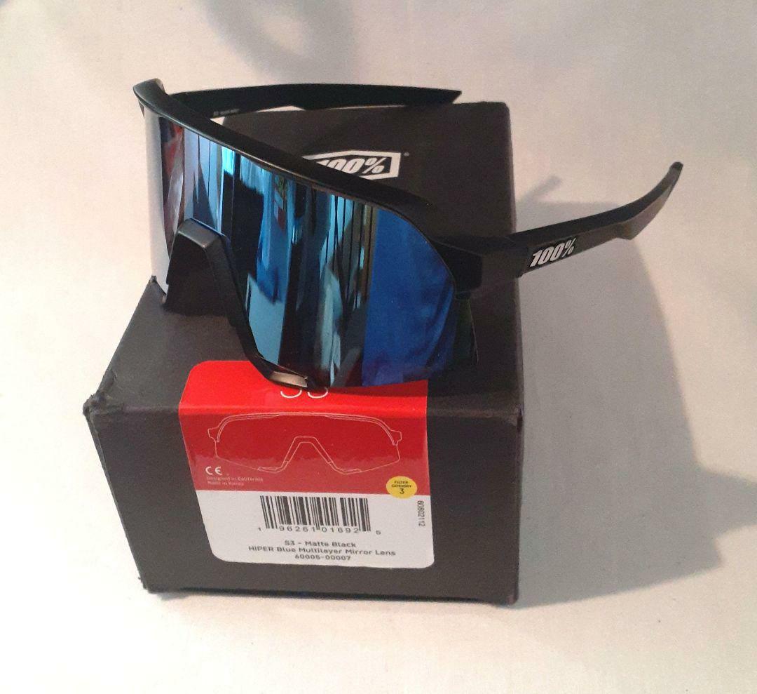 100% S3 ブラック ブルーミラーレンズ ワンハンドレッド サングラス