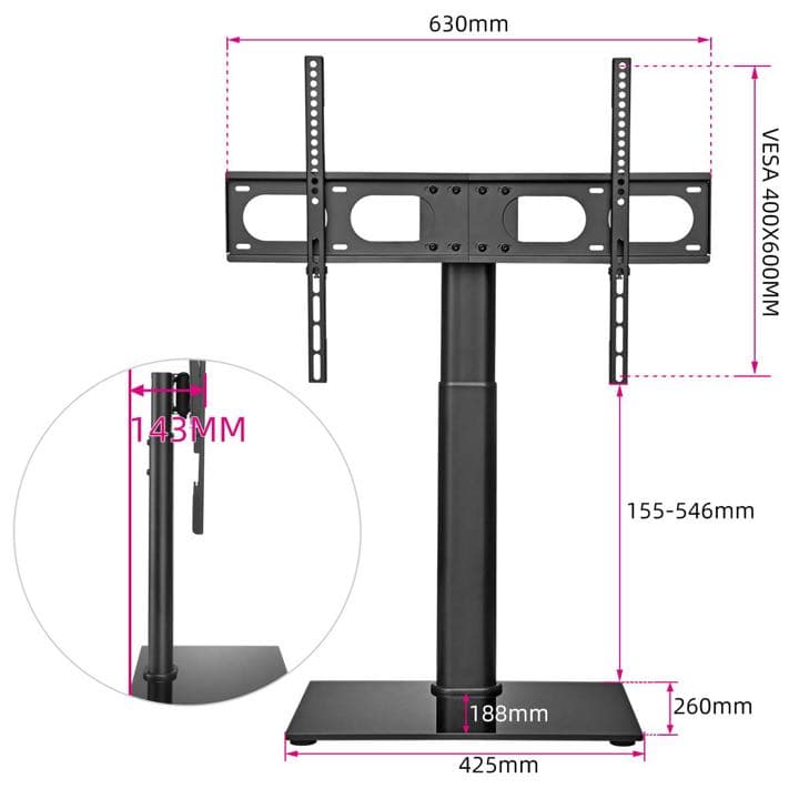 Suptek テレビスタンド ブラケット付き 26〜65インチ用