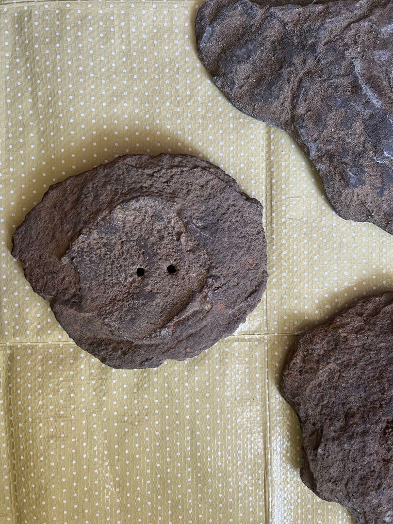 鞍馬石？　大き目の盆栽鉢　3枚セット