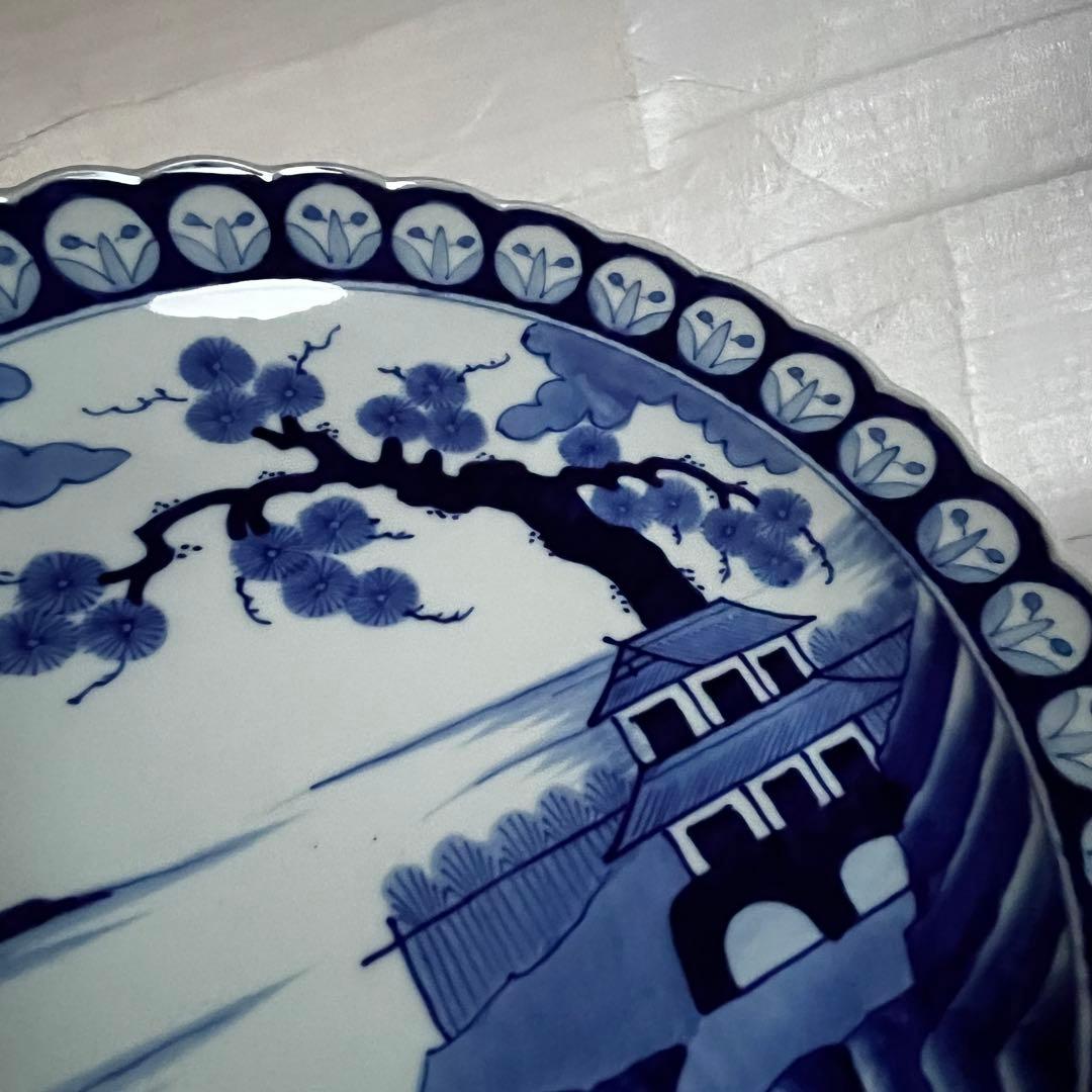 アンティーク　特大　大皿　古伊万里　染付　江戸時代　深みのある藍色