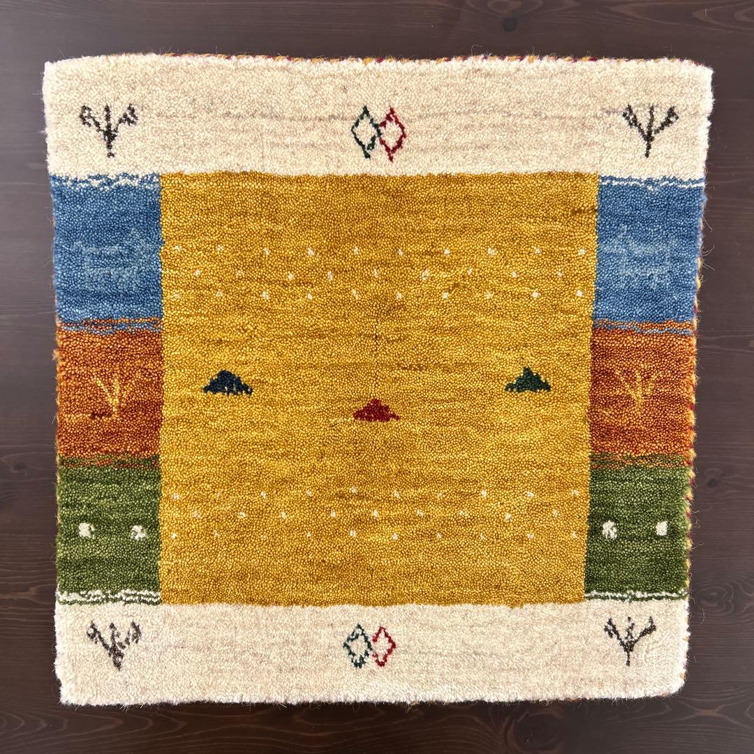 新品未使用☆インドギャべ チェアマット 座布団 40×40cm 4枚組 ギャッベ