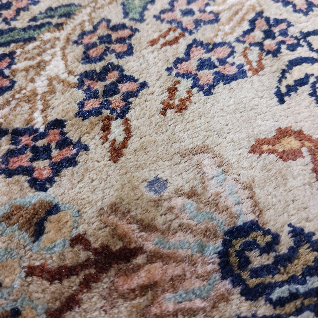 専用Y3137 インド カシミールシルク絨毯 手織り 151×94㎝