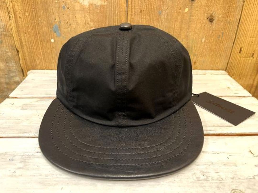 ショット パラフィンレザー 8パネルキャップ BK/日本製
