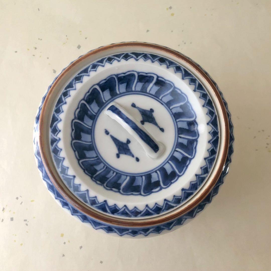 高野昭阿弥造/青華祥端写水指 染付 草花 梅 蝶々 京焼 茶道具 水差