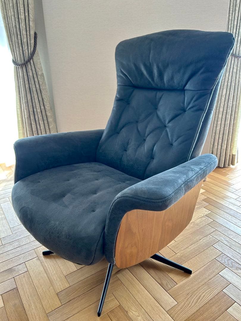 レザーテックス素材 リクライニング 回転 パーソナルチェア・オットマン【交渉可】