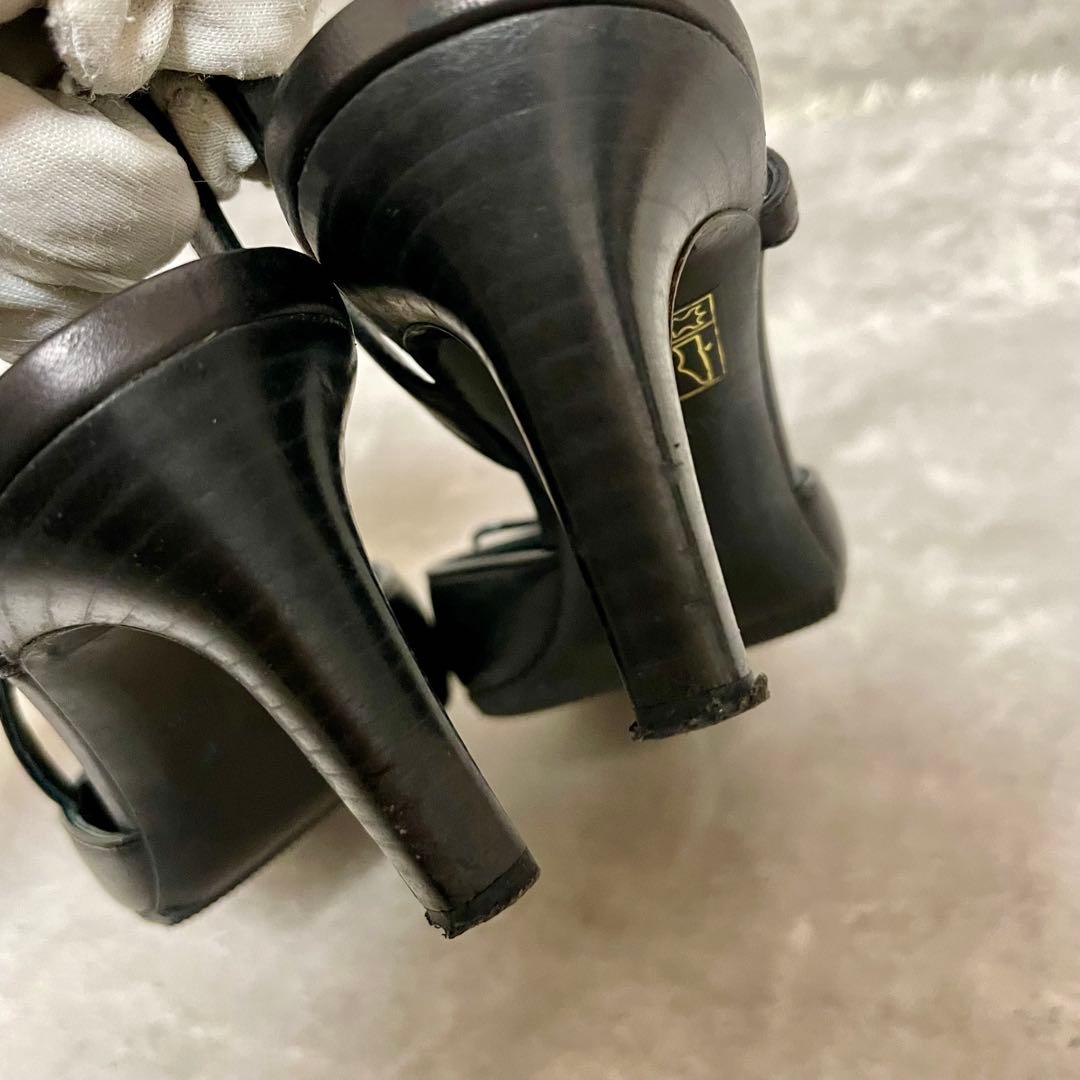 箱あり CHANEL シャネル バックスリング リボン ブラック ヒール