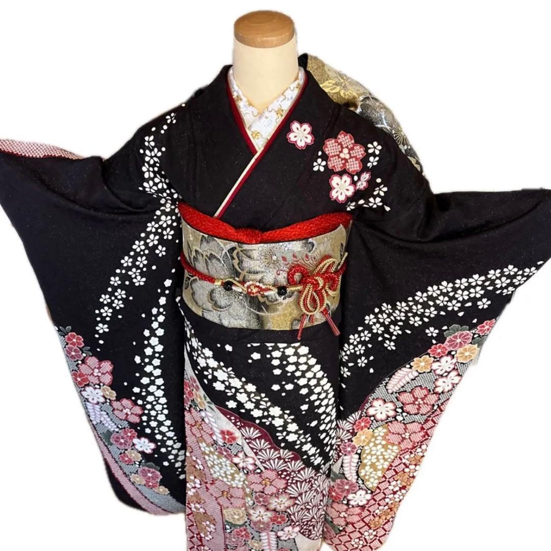 【京都キモノ友禅】金駒刺繍×部分絞り銀通し煌めく王道古典振袖フルセット　成人式