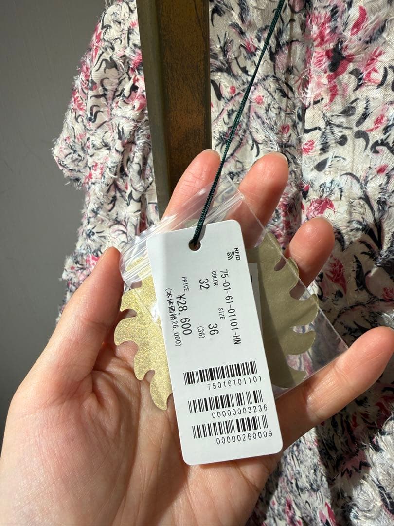 SOULEIADO フリルブラウス ピンク ラメ 36 花柄 トゥモローランド