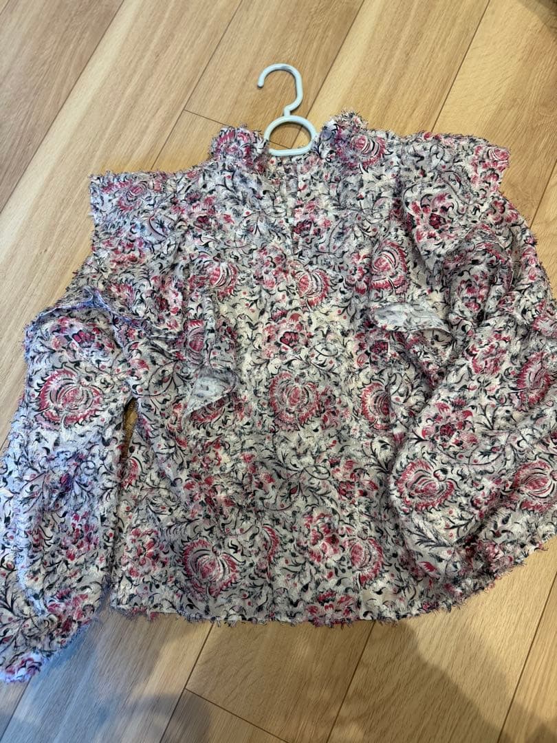 SOULEIADO フリルブラウス ピンク ラメ 36 花柄 トゥモローランド