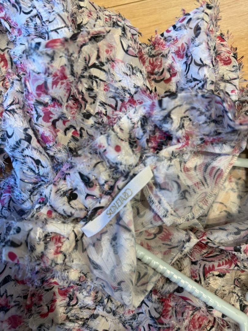 SOULEIADO フリルブラウス ピンク ラメ 36 花柄 トゥモローランド