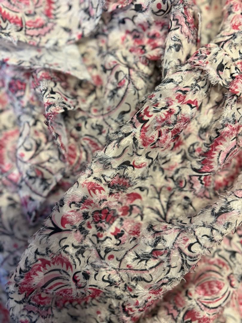 SOULEIADO フリルブラウス ピンク ラメ 36 花柄 トゥモローランド