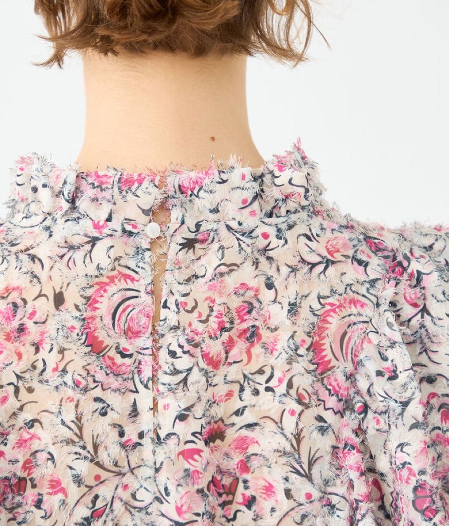 SOULEIADO フリルブラウス ピンク ラメ 36 花柄 トゥモローランド