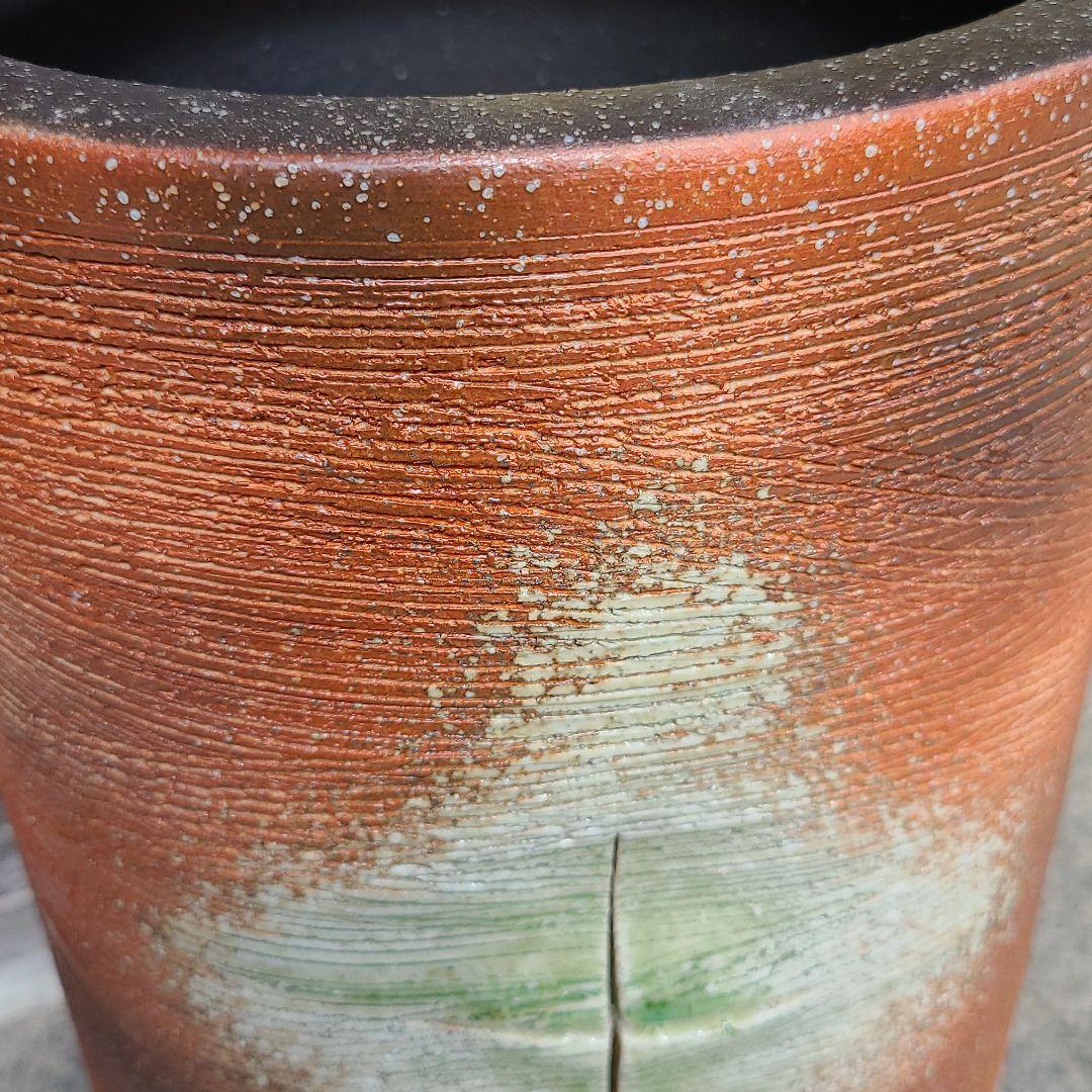 信楽焼傘立て 火色灰釉 高さ４６cm