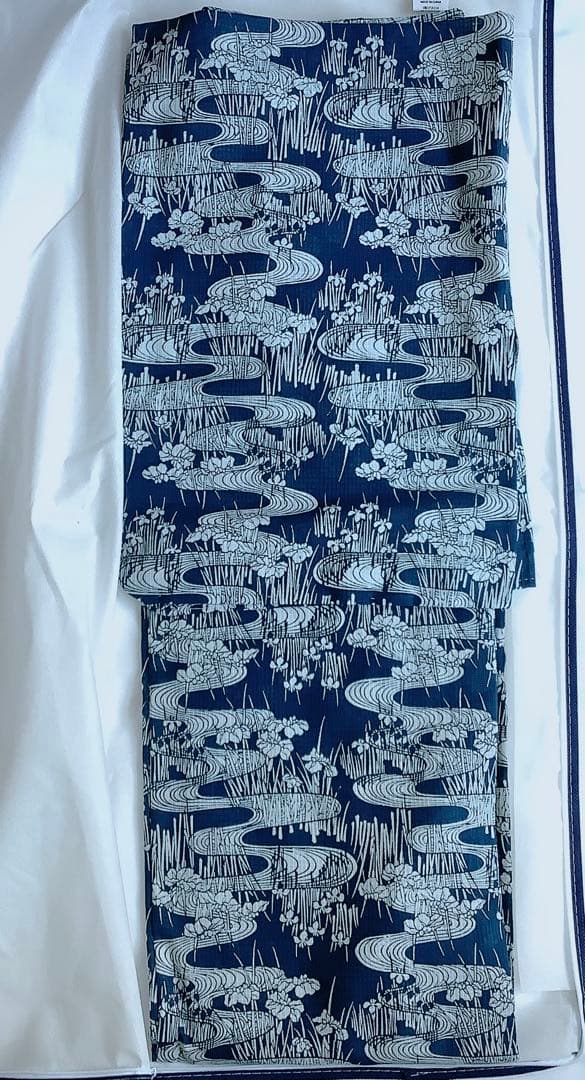 新品未使用★竺仙 綿紅梅 浴衣★流水に杜若