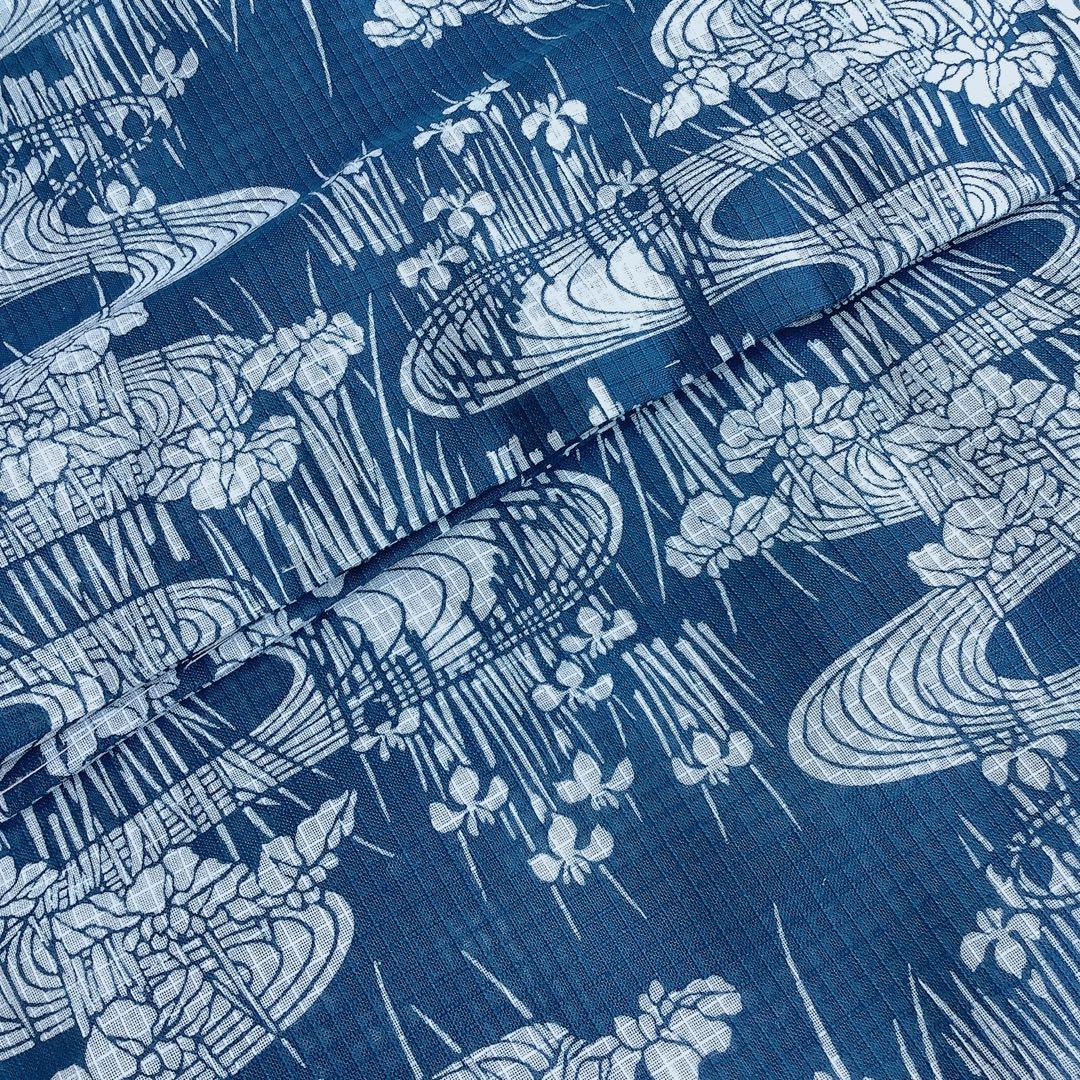新品未使用★竺仙 綿紅梅 浴衣★流水に杜若