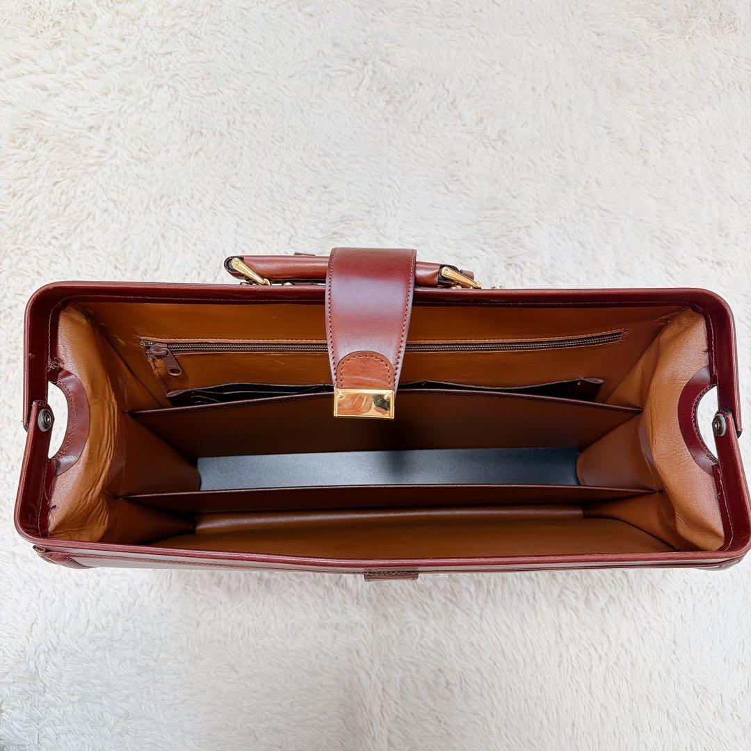 【希少】オールレザー　メンズ　ビジネス　ダレスバッグ　ゴールド　金具　ブラウン