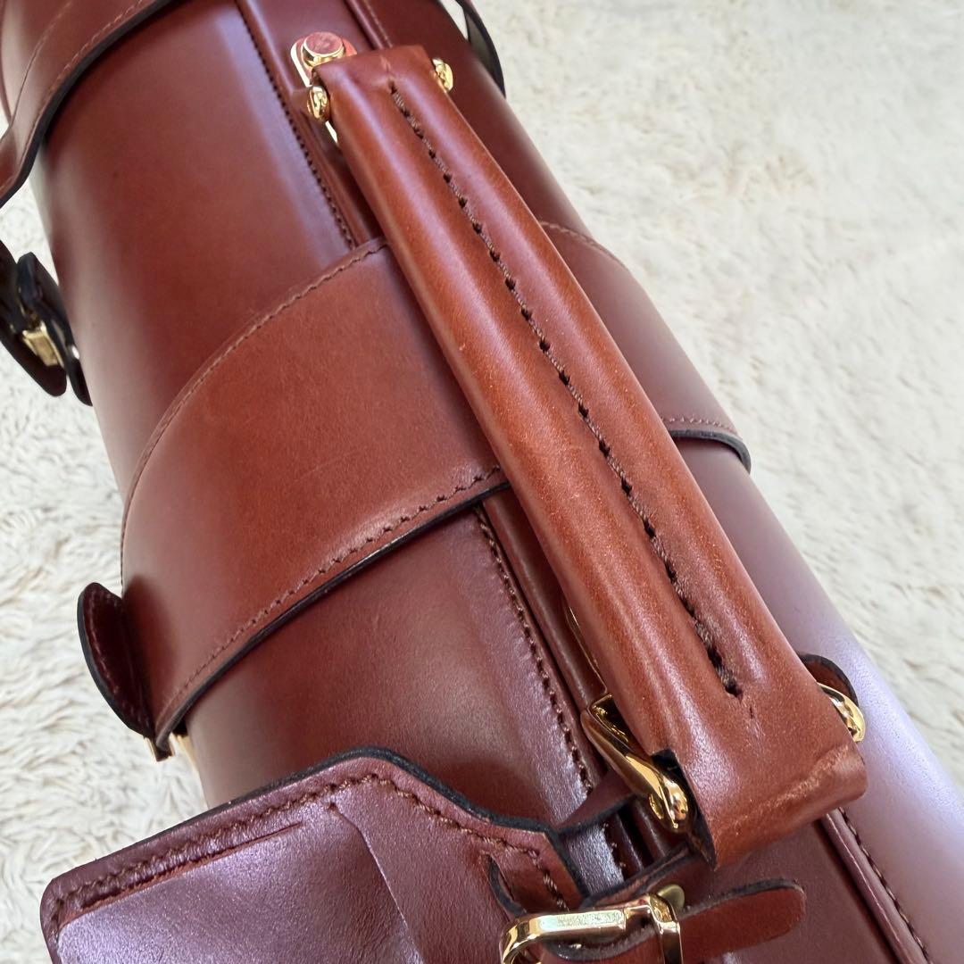 【希少】オールレザー　メンズ　ビジネス　ダレスバッグ　ゴールド　金具　ブラウン