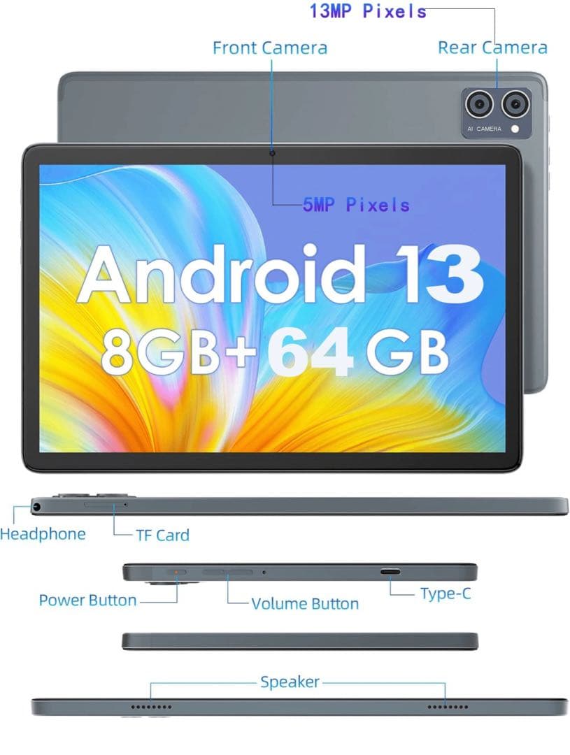 QETUPA Androidタブレット 10.1インチ 8GB+64GB