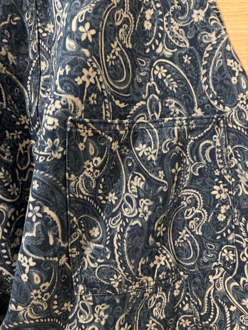 ジョンブル　京都バッセン　ネイビー ペイズリー柄 オーバーオール