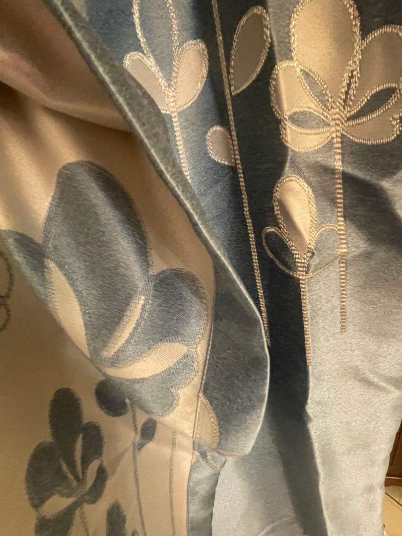 お花刺繍カーテン&レースカーテン　8枚